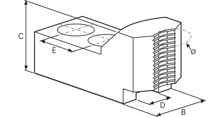 ATORN gripper jaws for bar stock hardened 1.5 mmx60° M10 E 20 mm