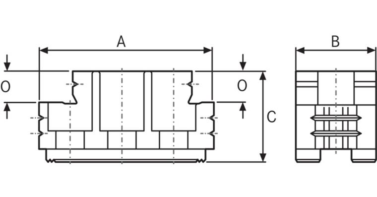 ATORN Umkehraufsatzbacke gehärtet 55,5x23x31 mm M8 1,5 mmx 60 Grad E 18 mm