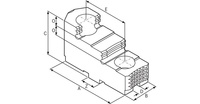 ATORN Umkehraufsatzbacke Stahl gehärtet 67x25x41,5 mm M10 Bohrabstand 38.1 mm