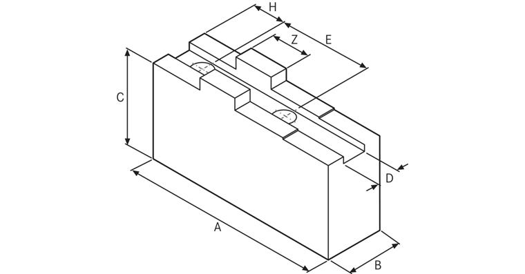 ATORN Aufsatzbacken weich Stahl 70x20x40 mm M8 Bohrabstand 32 mm