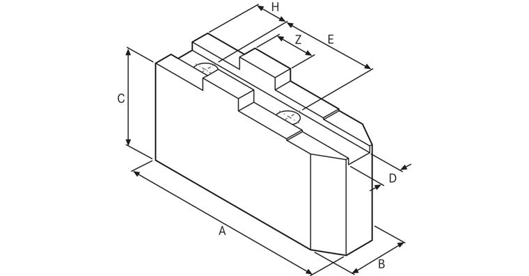 ATORN Aufsatzbacken weich angespitzt Stahl 84 x 30 x 45 mm M8 Bohrabstand 38 mm