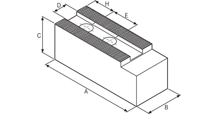 ATORN Aufsatzbacken weich 300x75x90 mm M24 3/32 Zollx90 Grad Bohrabstand 65 mm