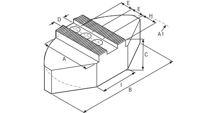 ATORN segment jaws 1/16 inchx90° M6 hole spacing 12 mm