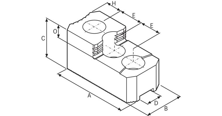 ATORN Umkehraufsatzbacke gehärtet 61x23x30 mm M8 1,5 mmx 60 Grad E 19 mm