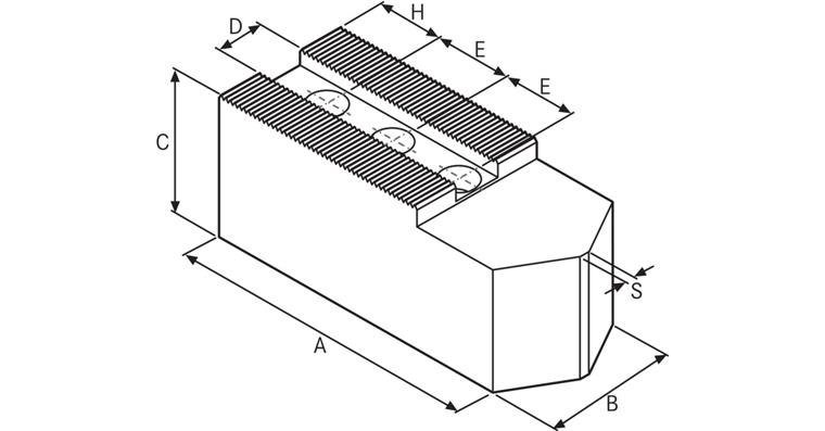 ATORN Aufsatzbacken weich angespitzt 102x40x42 mm M10 1,5 mmx60 Grad E 22 mm