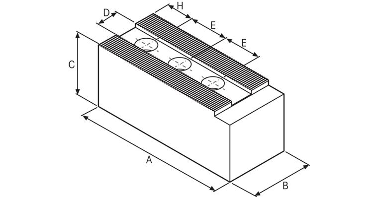 ATORN interch. jaw grips soft 230x70x70 mm 3/32 inchx90° M20 hole spacing 43 mm