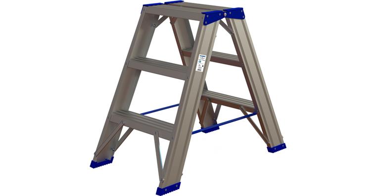ATORN aluminium step ladder 2x 3 steps on both sides 85 mm deep steps