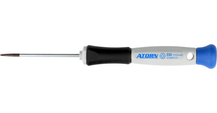 ATORN precision screwdriver, recessed head, PH 1 ESD