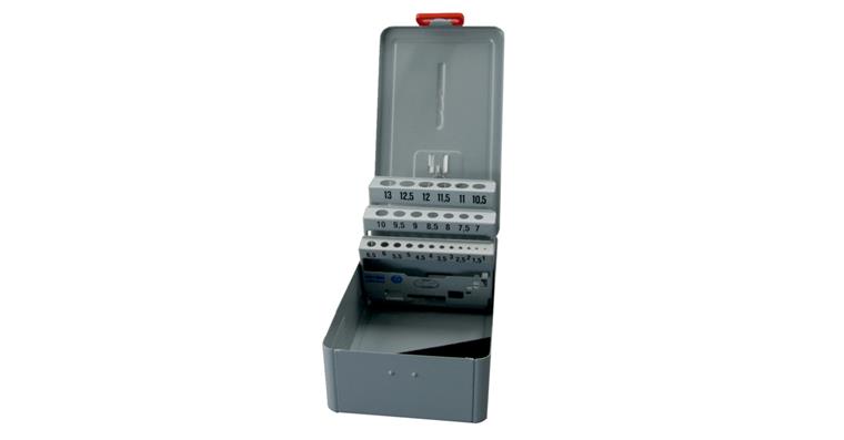 Twist drill bit box empty for 1-13 mm with incr. of 0.5 mm, for 25 drill bits