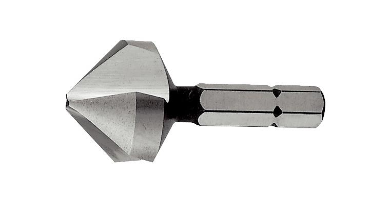 Cntrsnk drill + deburr. tool bit 90° DIN 335C HSS 1/4 inch hex shank dia. 12.4mm