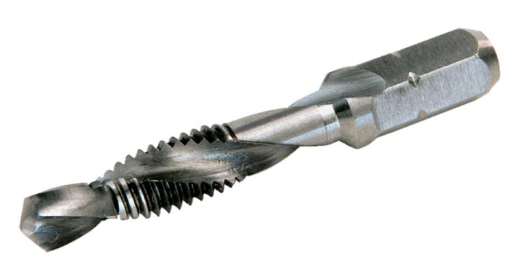 LIZZARD Kombi-Gewindebohrer M 1/4-Zoll-Bit-Sechskantschaft DIN 3126 1xD HSS M8