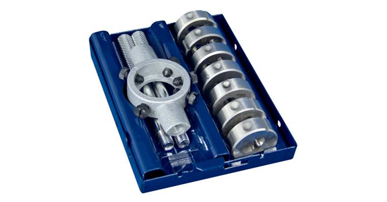 LIZZARD Schneideisen-Satz 8tlg. M3 - M12 m. Schneideisenhalter DIN 225 für metr. Gewinde