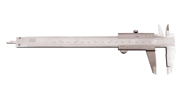 Linkshänder-Messschieber 150mm/inch, Feststellschraube, flach