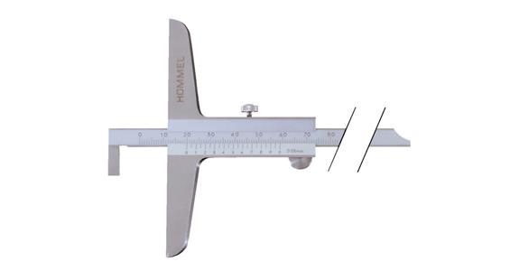 Precision depth callipers 0-300 mm, w. angled depth gauge rod