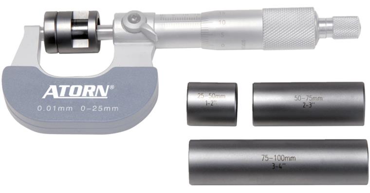 Measuring force test device for micrometers MR: 0-25mm 3 extns. 25/50/75 mm