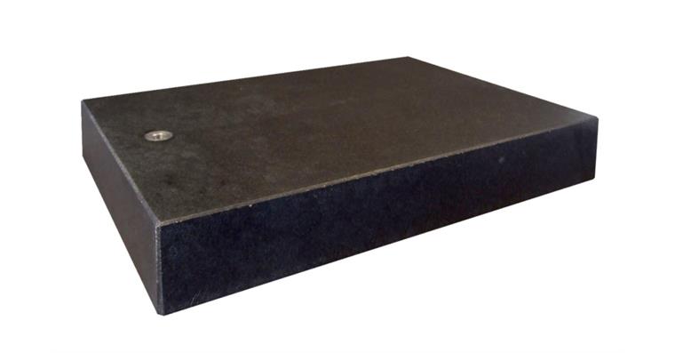Meas. and control plate 150 x 150 x 40 mm, 1 x M8 thread, DIN876/0, hard stone
