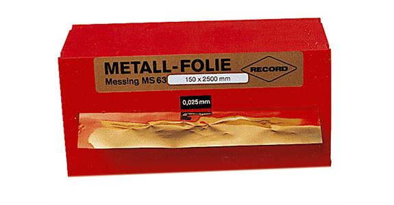 Folienband in Box 150x2500 mm Messing Stärke 0,150 mm