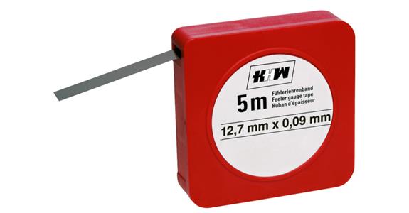 Fühlerlehrenband in einer Kunststoffdose Länge 5 m Stärke 0,05 mm Breite 12,7 mm