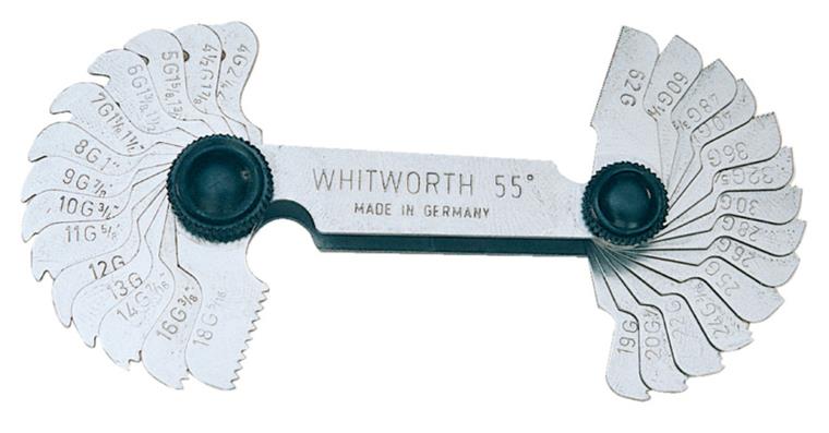 LIZZARD Gewindeschablone Whitworth Gewinde Flankenwinkel 55° 28 Steigungen 4-62 Gg/Zoll