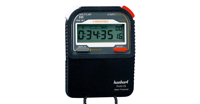 Digital stopwatch waterproof ABS housing 7 digit LC display 0.01 sec.