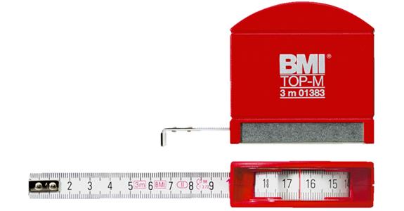 BMI - Pocket tape rule st. steel base EG-acc. II view. window tape width  13mm L=3m