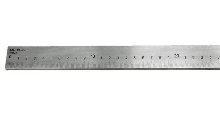 Inspection rule DIN866/A lasered 1/1 mm graduation stainless L=2000 mm