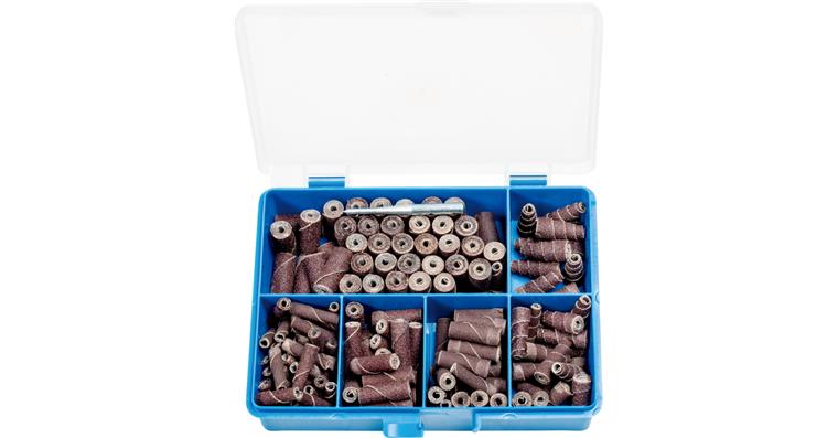 Sanding roll set 150 pcs cylindrical + tapered incl. holder