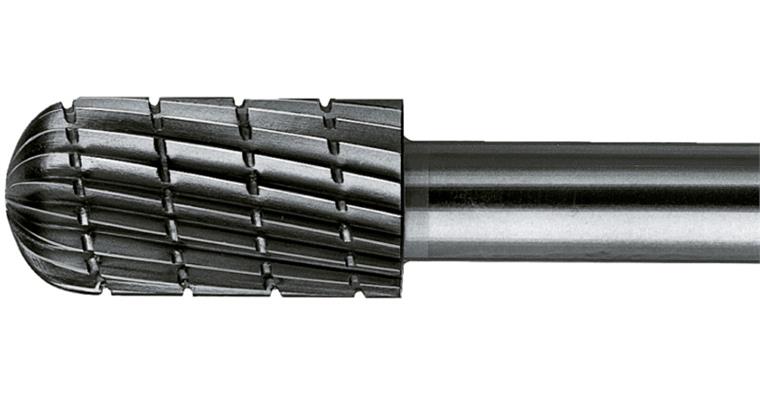 HSS bur rounded roller, shank dia. 6 mm serr. 3, head dia. x length 12x25 mm
