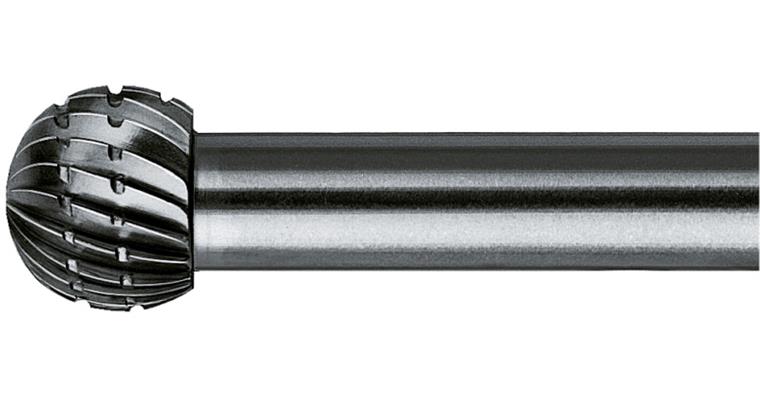 HSS bur spherical (KUD), shank dia. 6 mm, serration 3, head dia.xlength 12x10 mm