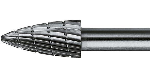 HSS-Frässtift Spitzbogenform (SPG) Schaft-Ø 6 mm Zahn. 2 Kopf-Øxlänge 12x30 mm