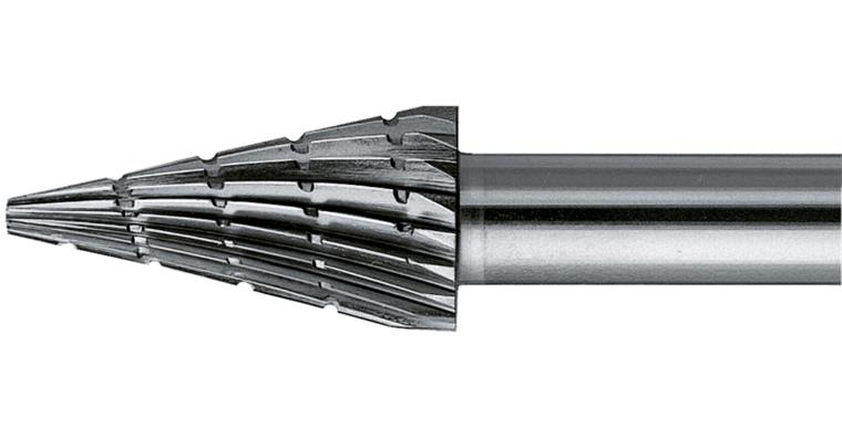 HSS bur pointed taper shape (SKM), shank dia. 6mm, serr. 3, head dia.xL 10x20mm