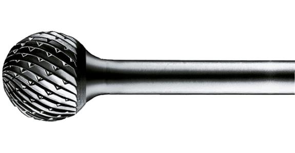 HM-Frässtift Kugelform (KUD) Schaft-Ø 6 mm Zahnung INOX Kopf-Øxlänge 12x10 mm