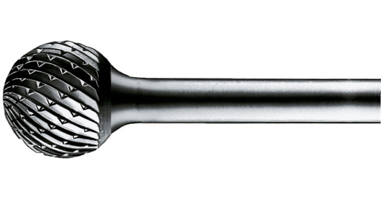 TC bur, spherical (KUD), shank dia. 6, serration INOX, head dia.xL 10x9 mm
