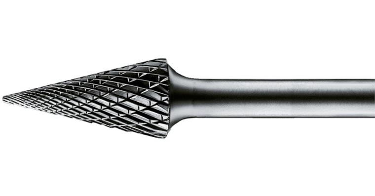 TC bur pointed taper (SKM), shank dia. 3mm, serr. 5, head dia.xlength 6x13mm