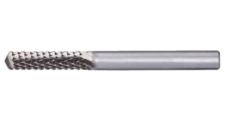 TC bur for GFRP+CRP, serration FRP, dia. 6x25 mm, overall length 65 mm