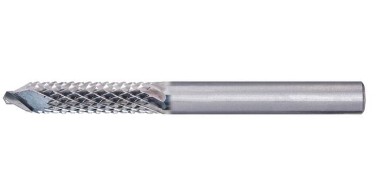 TC bur with centring drill tip for GFRP+CRP, serration FRP, dia. 6x30mm L=65mm