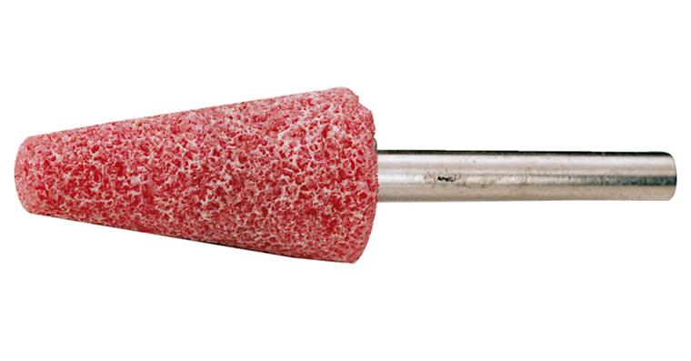 Schleifstift Kegel Edelkorund rosa Ø 20 x 40 mm Schaft-Ø 6 mm Korn 36