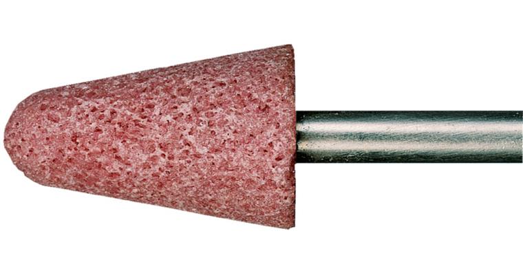 Kegel-Schleifstift Edelkorund rosa Schaft-Ø 6 mm Körnung grob 30 ØxH 25x70 mm