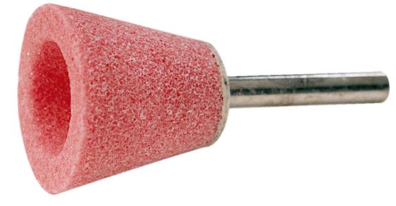 Topf-Schleifstift konisch Schaft-Ø 6 mm Edelkorund rosa Ø 40x36 mm