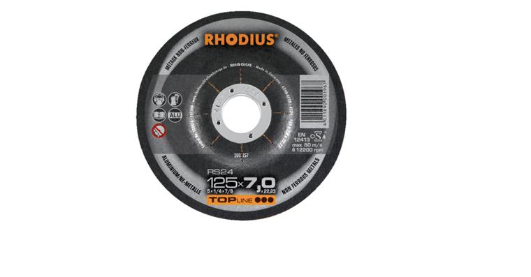 Grind. disc, alu., depr. centre, RS 24, med-hard, hole dia. 22 mm, dia. 115x7 mm