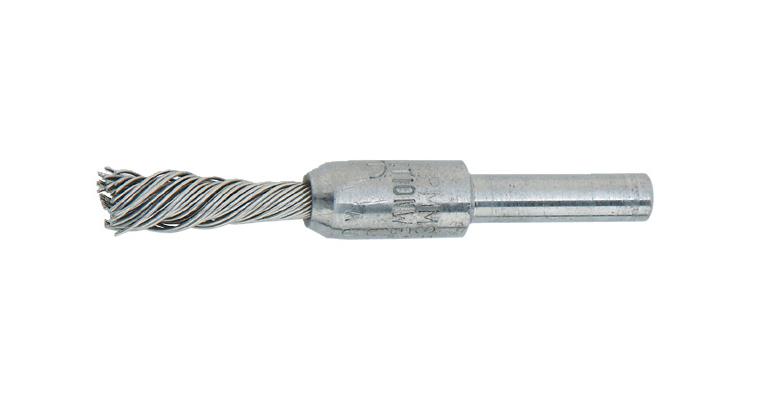 Pinselbürste mit Schaft , INOX-Draht 0,2mm, Länge 65mm, Ø 10mm