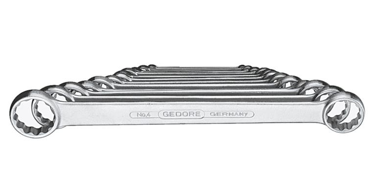 Straight box-end wrench set DIN 837 B V31CrV3 steel 12 pcs AF 6x7-30x32 mm