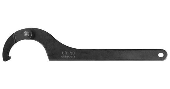 Gelenk-Hakenschlüssel mit Nase und Aufhängeloch für Muttern Ø 35-60 mm