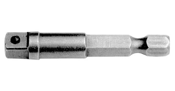 Verbindungsteil mit federndem Stift Außenvierkant E6,3 4kant 3/8 Zoll x 50 mm