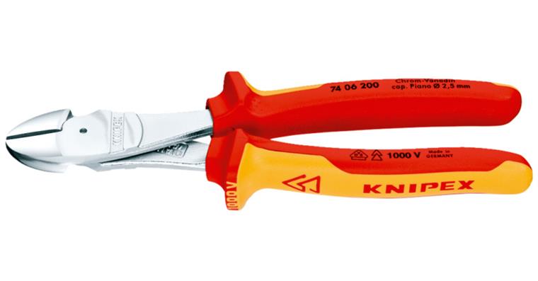 KNIPEX heavy-duty side cutters VDE 250 mm chrome-plated head, 2-component handle
