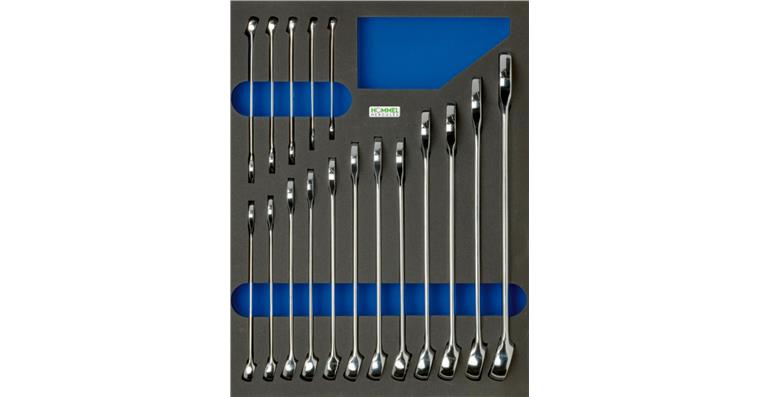 Combination spanner set 17 pieces in OPT-I-STORE insert 260x345x30 mm