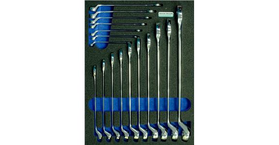 Combination spanner set depress. ctr., 17 pcs in OPT-I-STORE ins. 260x345x30 mm