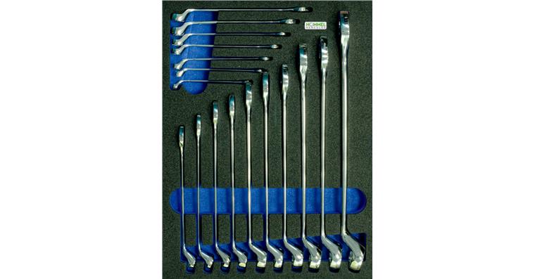 Combination spanner set depress. ctr., 17 pcs in OPT-I-STORE ins. 260x345x30 mm