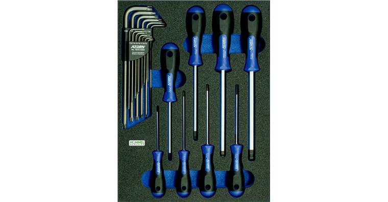 Hexagon/TX® screwdriver set 21 pieces in OPT-I-STORE insert 260x345x30mm