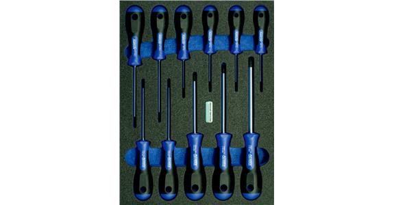TX® screwdriver set with drill hole 11 pcs in OPT-I-STORE insert 260x345x30mm